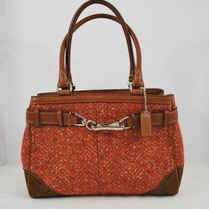 COACH Hamptons Herringbone Cam Rose Carryall Purse